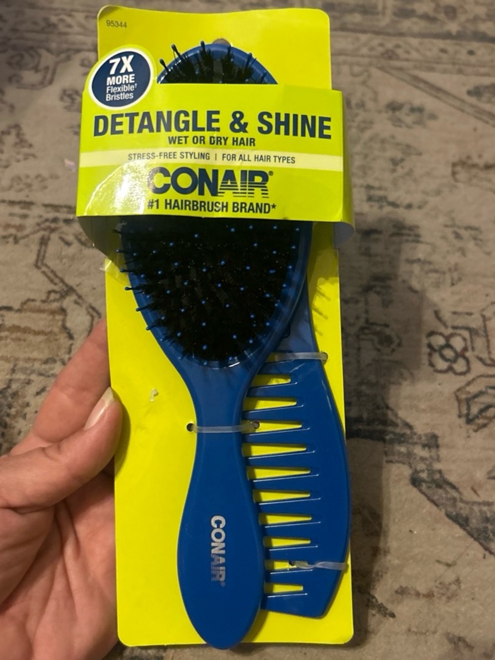 Conair Detangle & Shine Wet or Dry Hair Brush + Comb - Blue